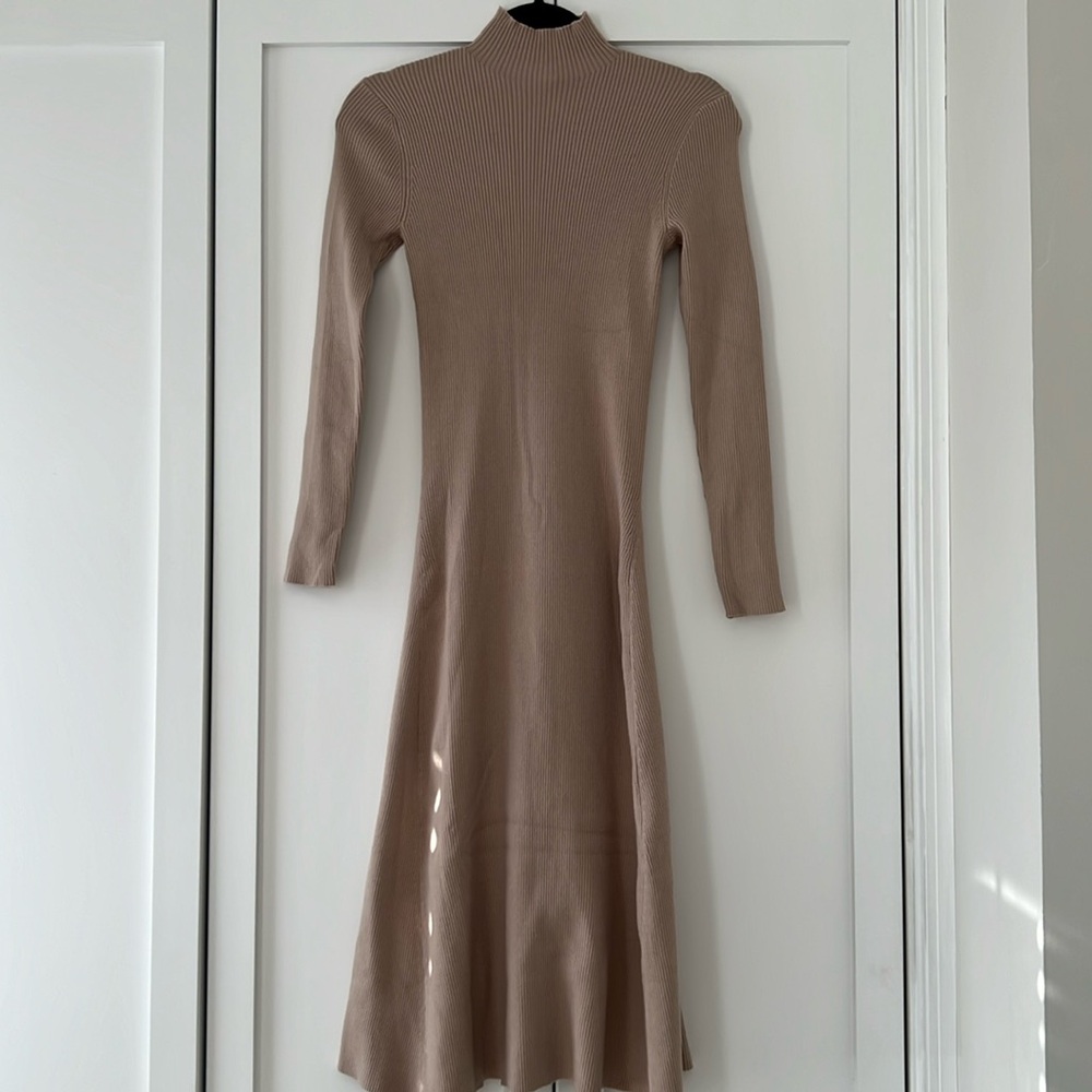 Dress Forum Women’s Long Sleeve Beige Midi Dress